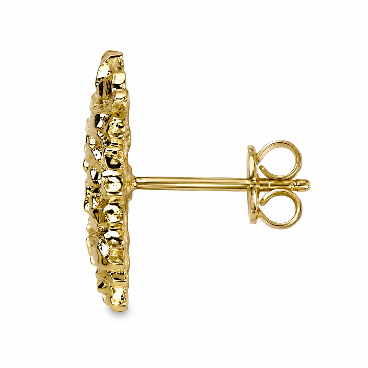 10K Solid Yellow Gold Domed Nugget Earrings (S) - front view