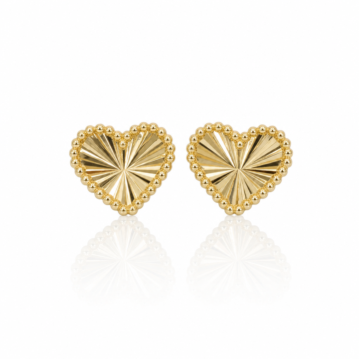 10K Gold Fancy Heart Earrings — 10K solid gold jewelry from STF Diamonds, Los Angeles