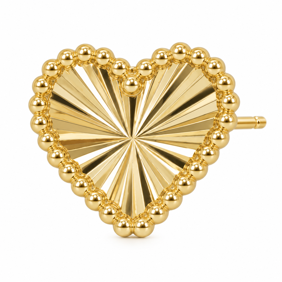 10K Solid Yellow Gold Fancy Heart Earrings - macro detail