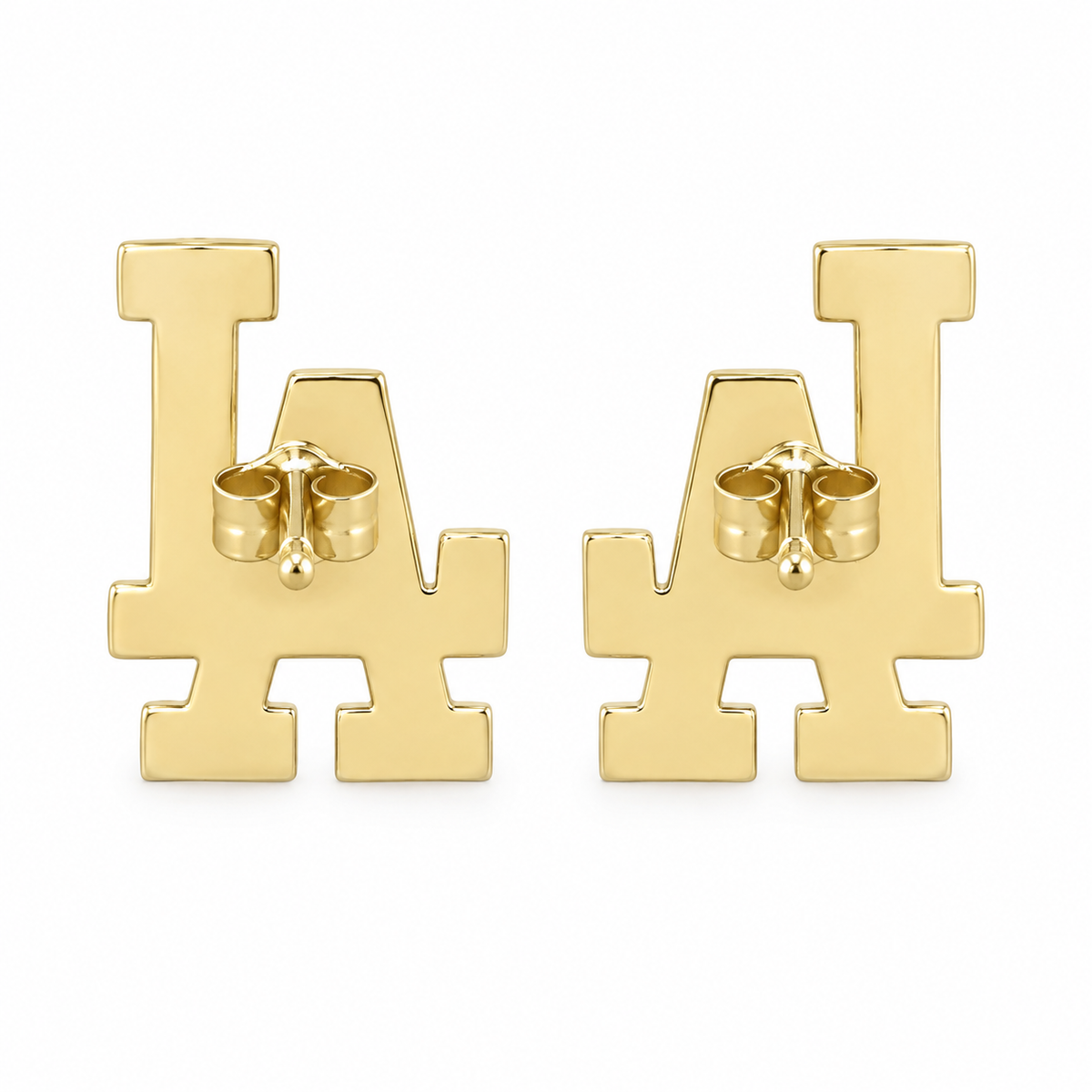 10K Solid Yellow Gold LA Classic Earrings - back view