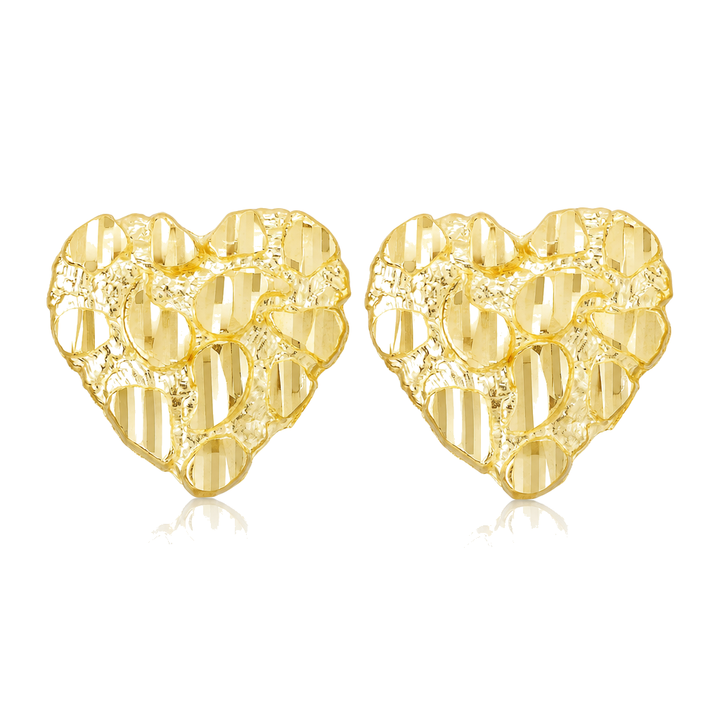 10K Gold Medium Heart Shaped Nugget Earrings (~14mm) — 10K solid gold jewelry from STF Diamonds, Los Angeles
