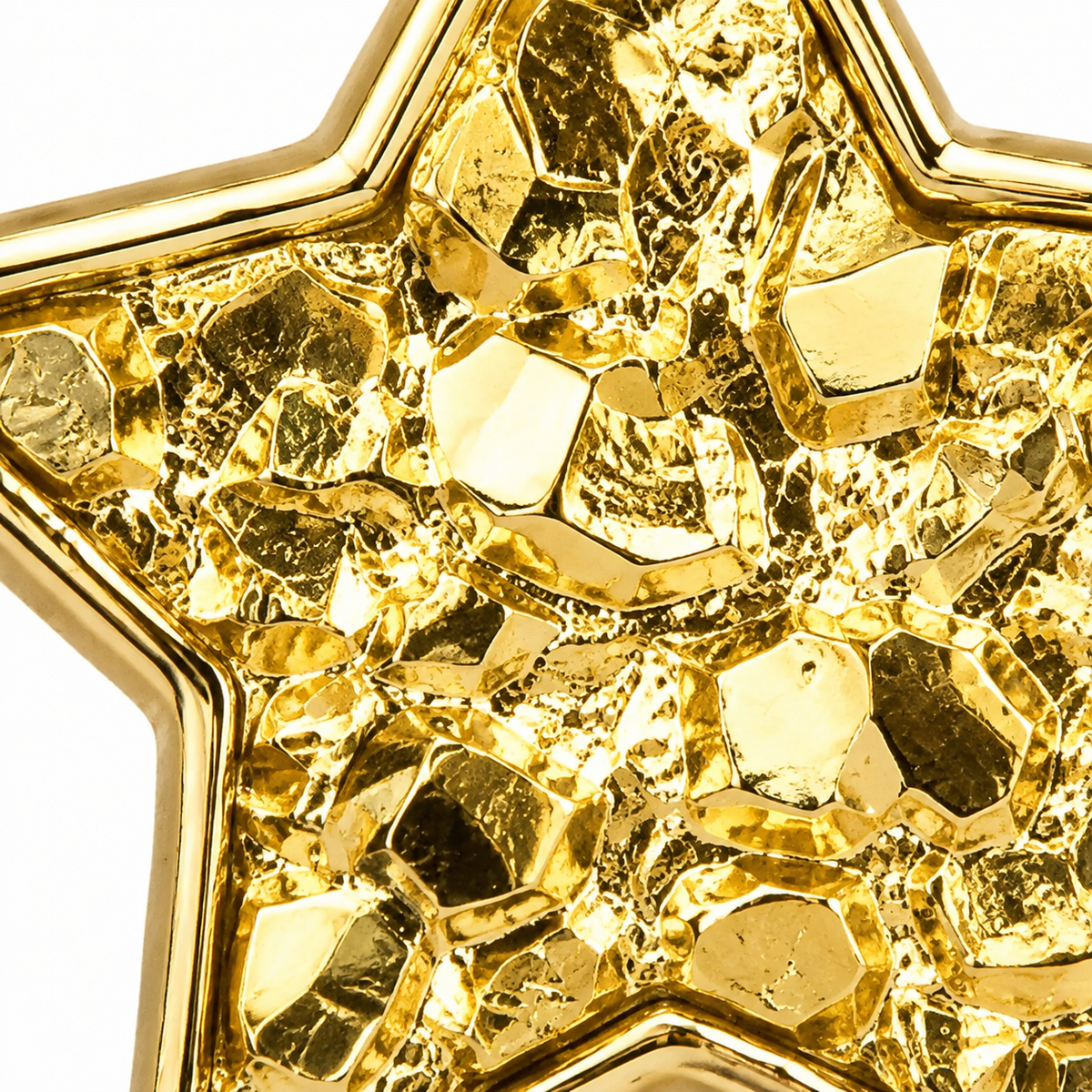 10K Solid Yellow Gold Mini Star Nugget Earrings - macro detail