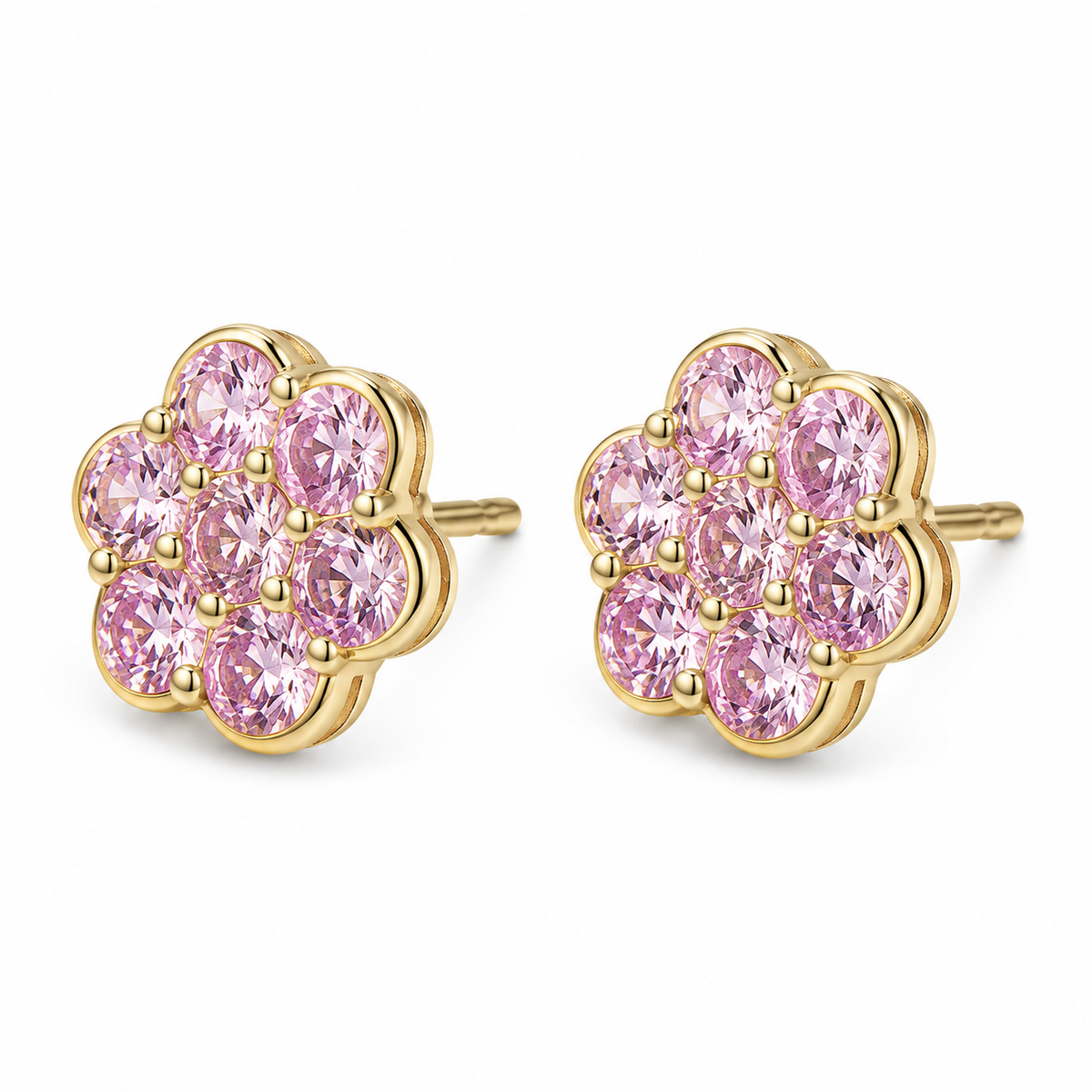 10K Solid Yellow Gold Presidential Link Heart Earrings, large - 45 degree view