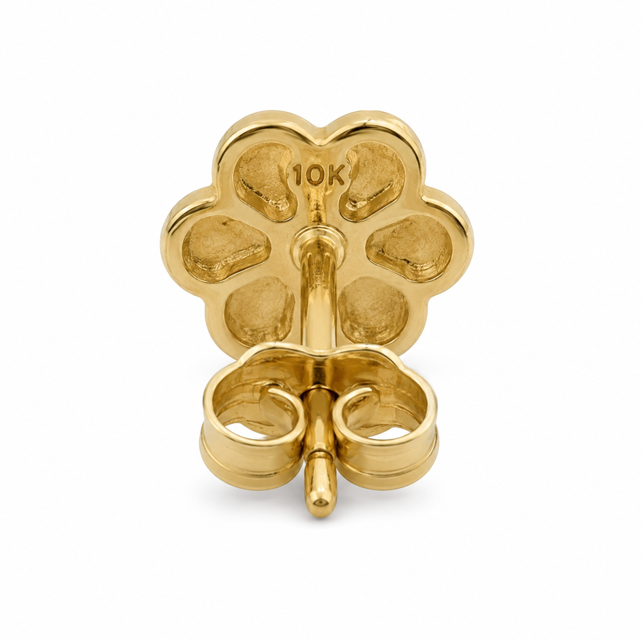 10K Solid Yellow Gold Presidential Link Heart Earrings, large - back view