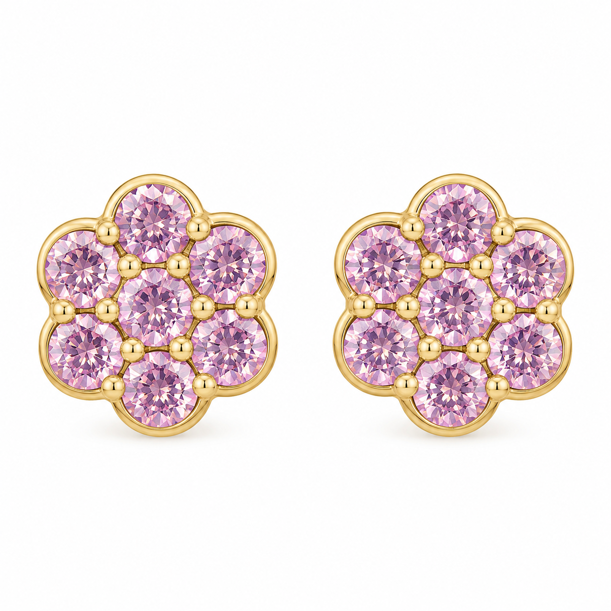 10K Solid Yellow Gold Presidential Link Heart Earrings, large - front view