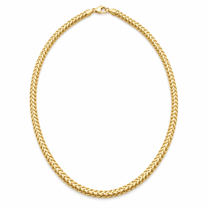 10K Solid Yellow Gold Razor Franco — 3.9mm Diamond-Cut Franco Chain - front view