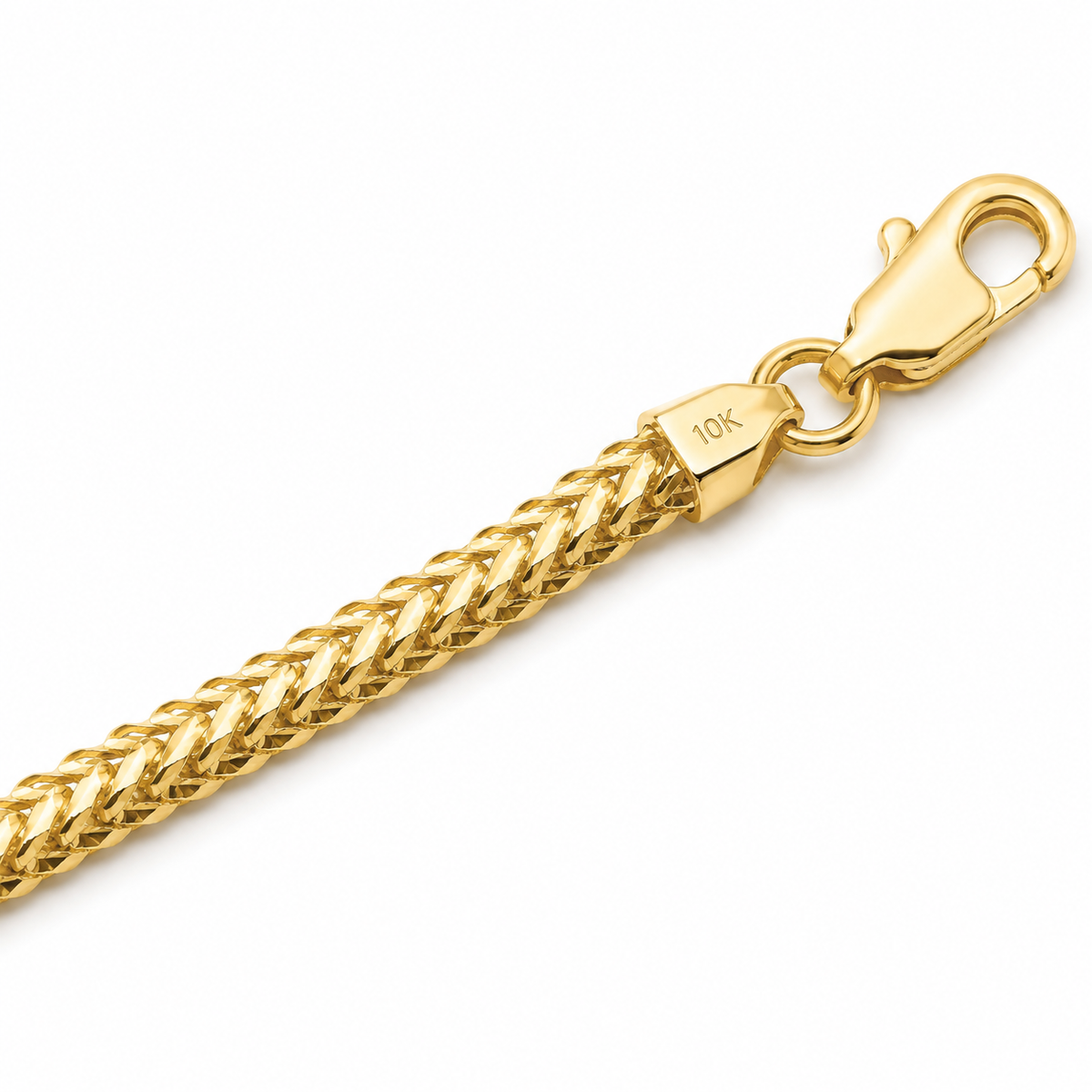 10K Solid Yellow Gold Razor Franco — 3.9mm Diamond-Cut Franco Chain - back view