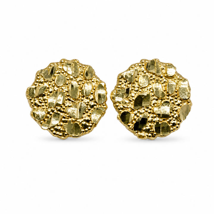10K Gold Round Nugget Earrings - Medium (~12mm) — 10K solid gold jewelry from STF Diamonds, Los Angeles