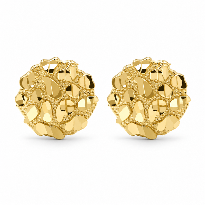 10K Gold Round Nugget Earrings - Small (~10mm) — 10K solid gold jewelry from STF Diamonds, Los Angeles