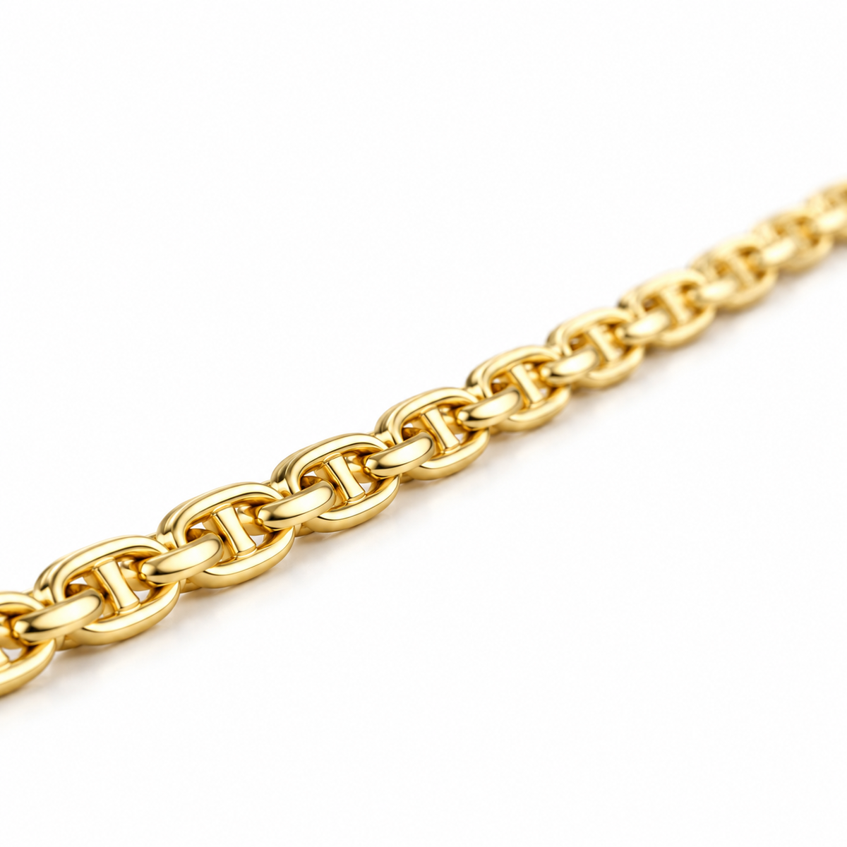 10K Yellow Gold 2mm Mariner Chain 16-26" - side view