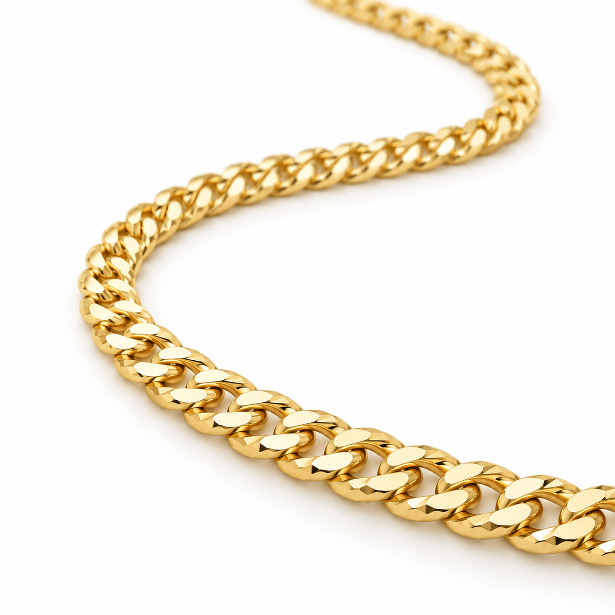 10K Yellow Gold 4.5mm Monaco Chain 16-26" - 45 degree view