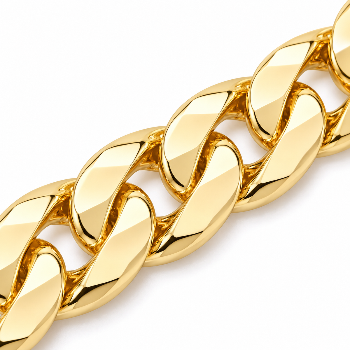 10K Yellow Gold 4.5mm Monaco Chain 16-26" - macro detail