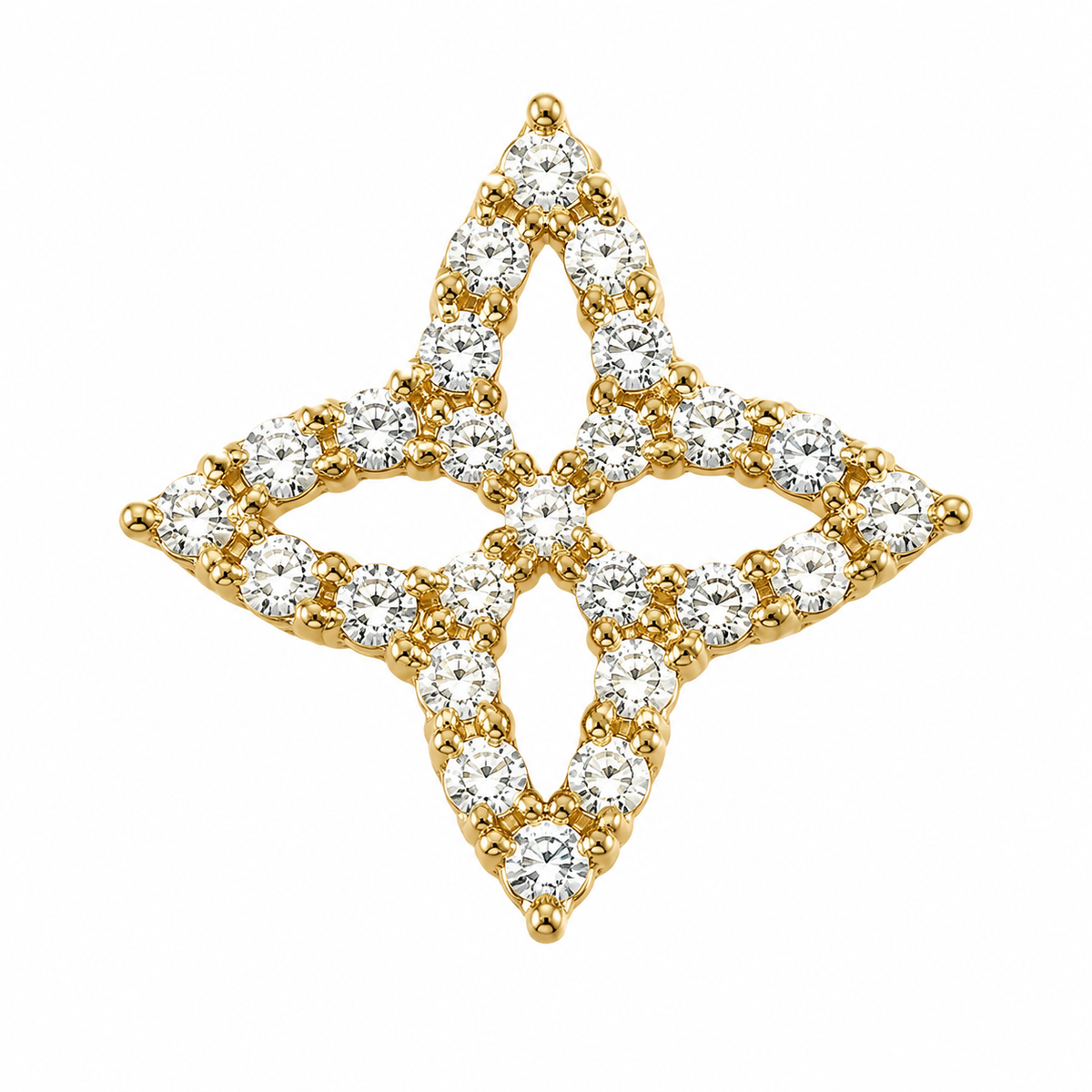 10K Yellow Gold 4 Point CZ Earrings - macro detail