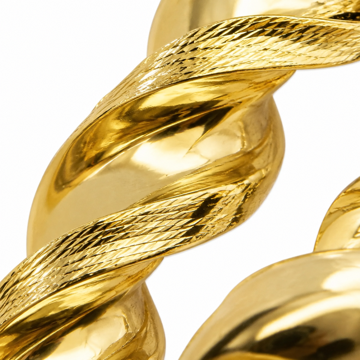 10K Yellow Gold 8mm Twist Hoops 4 inch - 45 degree view