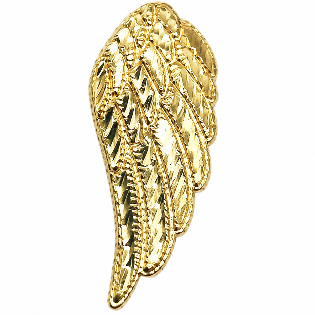 10K Yellow Gold Angel Wing Earrings - macro detail