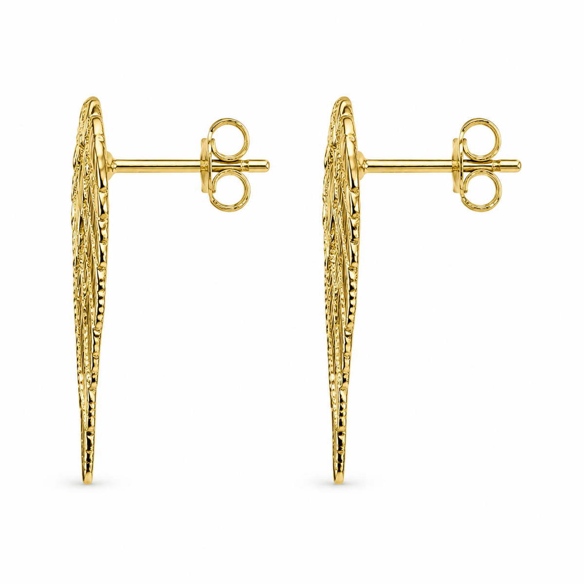 10K Yellow Gold Angel Wing Earrings - side view