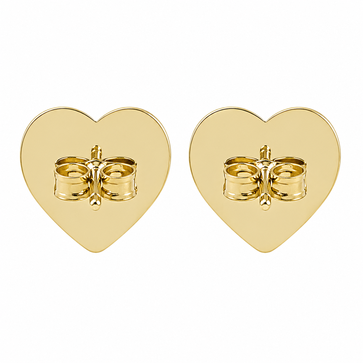 10K Yellow Gold Baby Heart Nugget Earrings - back view