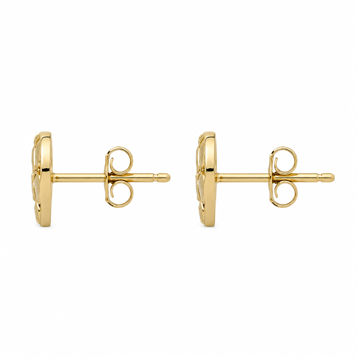 10K Yellow Gold Baby Heart Nugget Earrings - side view