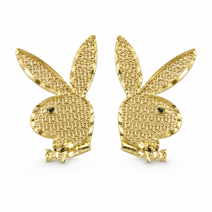 10K Yellow Gold Bunny Earrings - front view