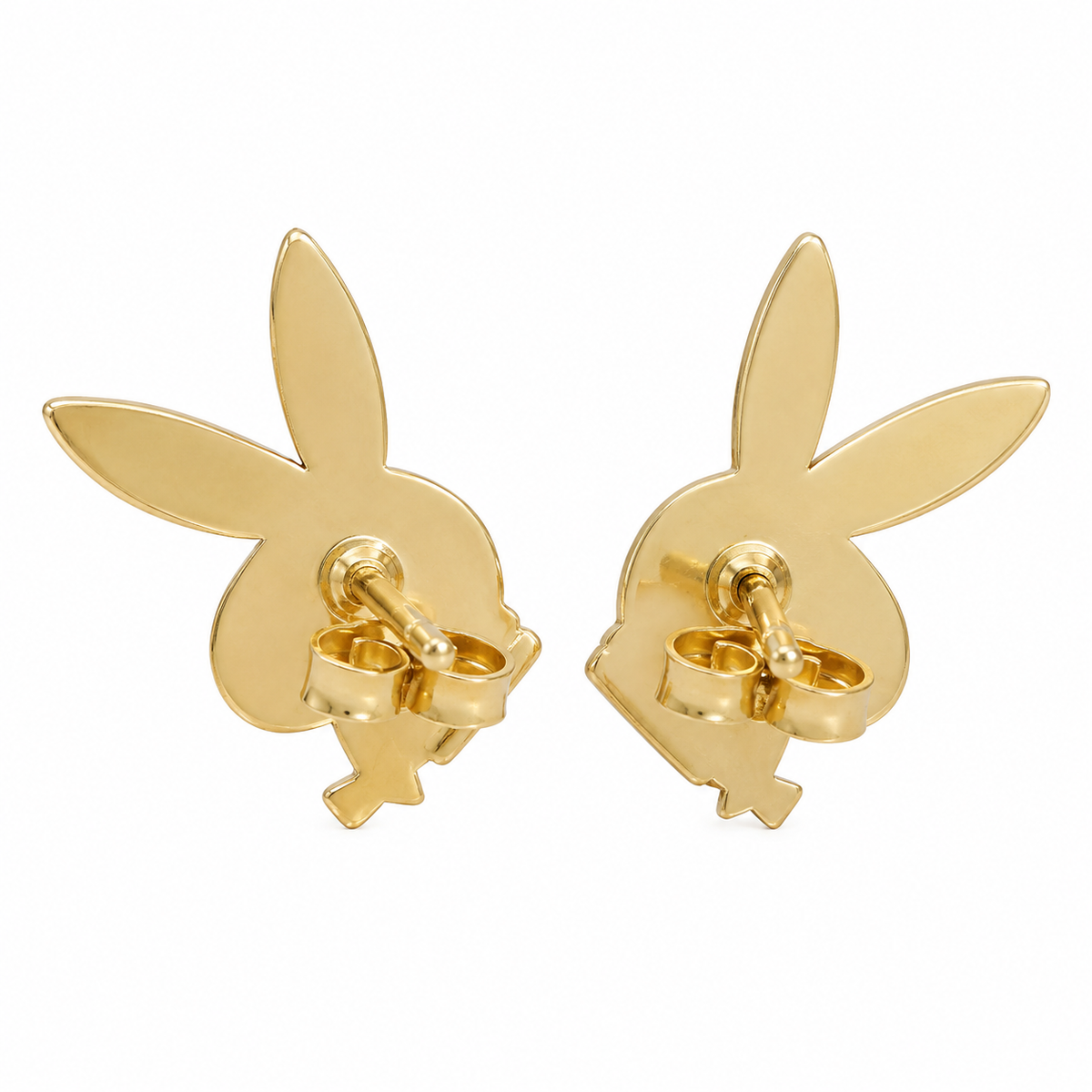 10K Yellow Gold Bunny Earrings - back view