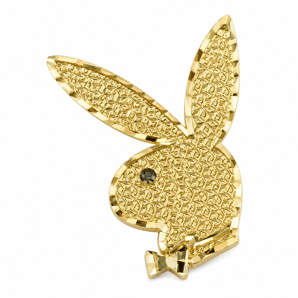 10K Yellow Gold Bunny Earrings - macro detail