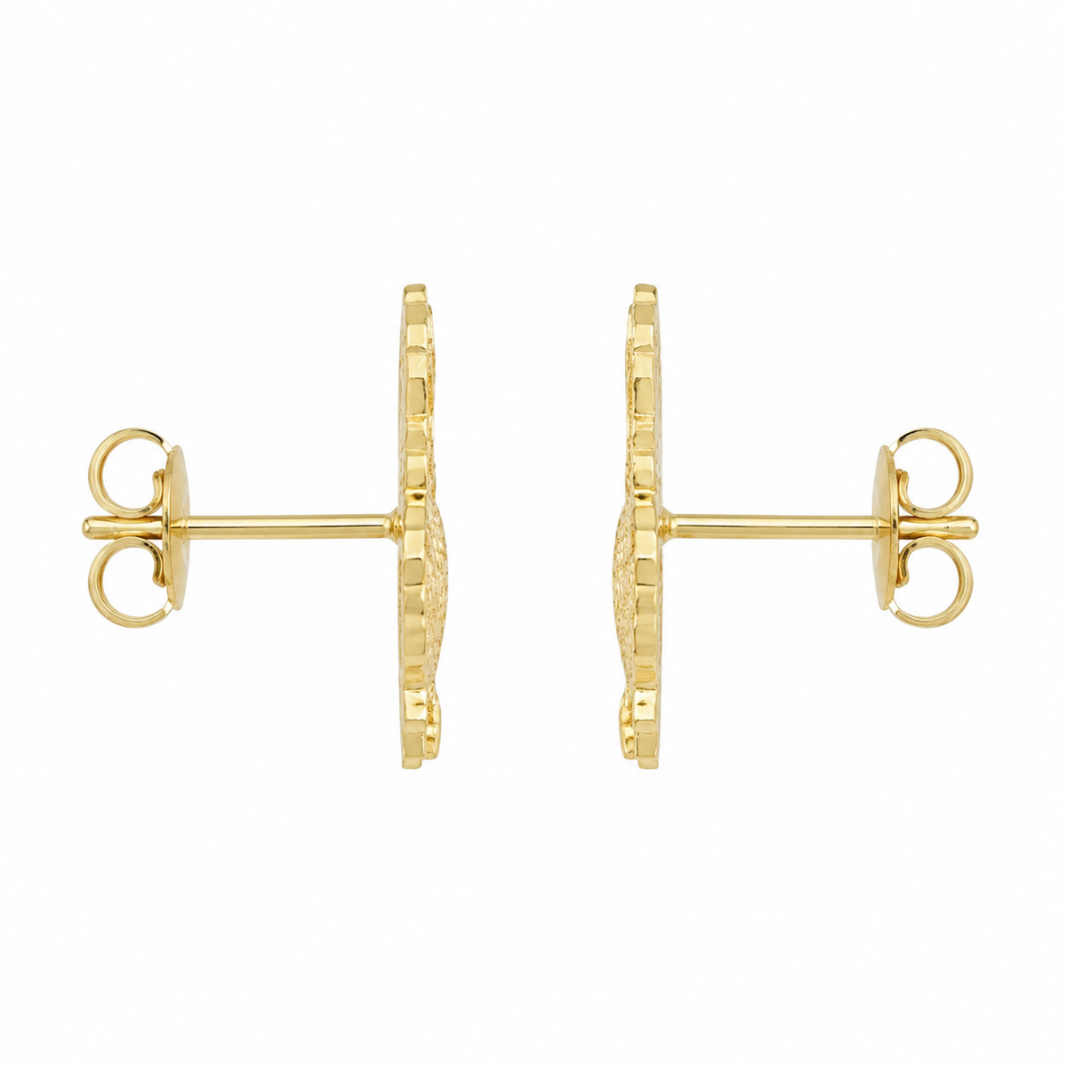 10K Yellow Gold Bunny Earrings - side view