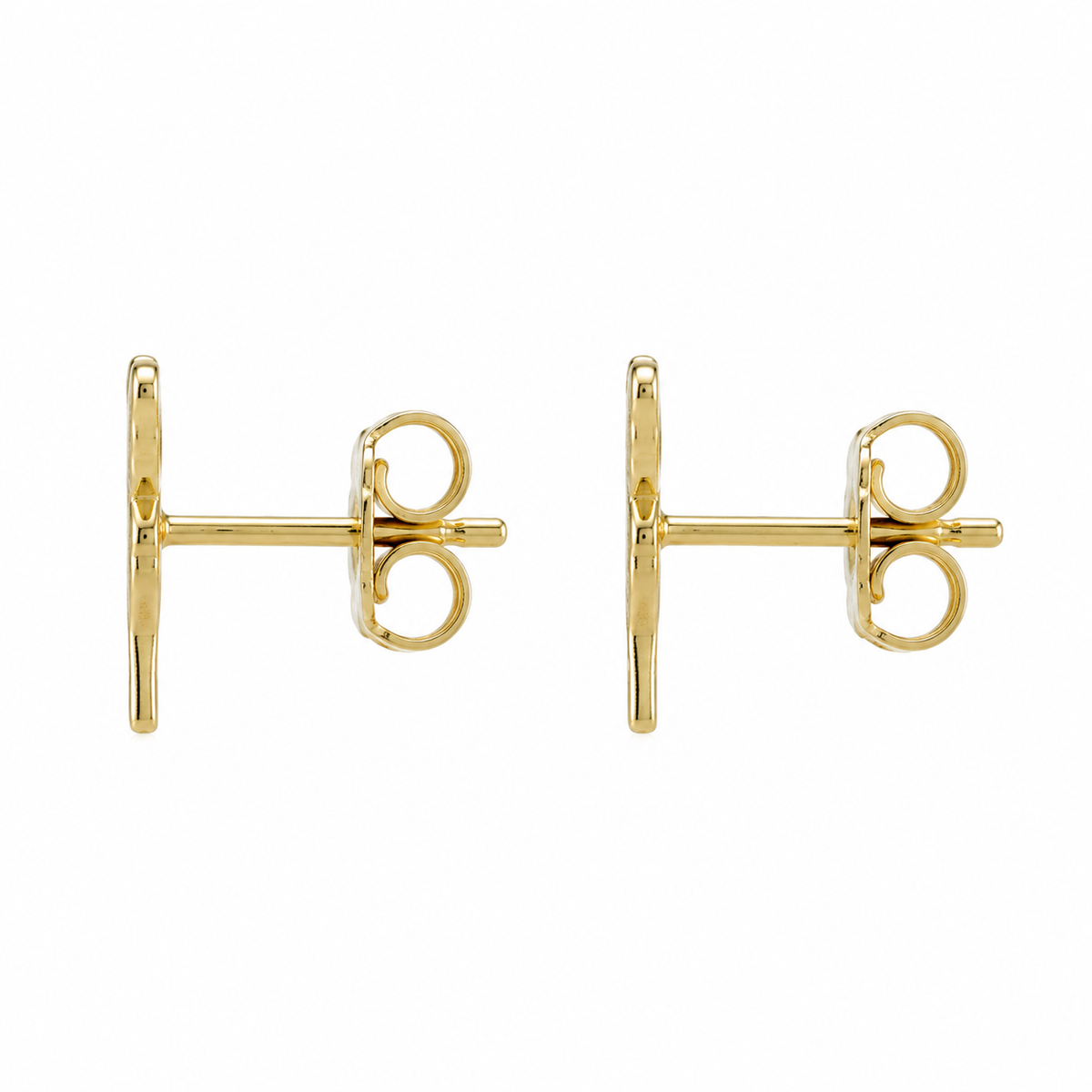 10K Yellow Gold Butterfly Earrings - side view