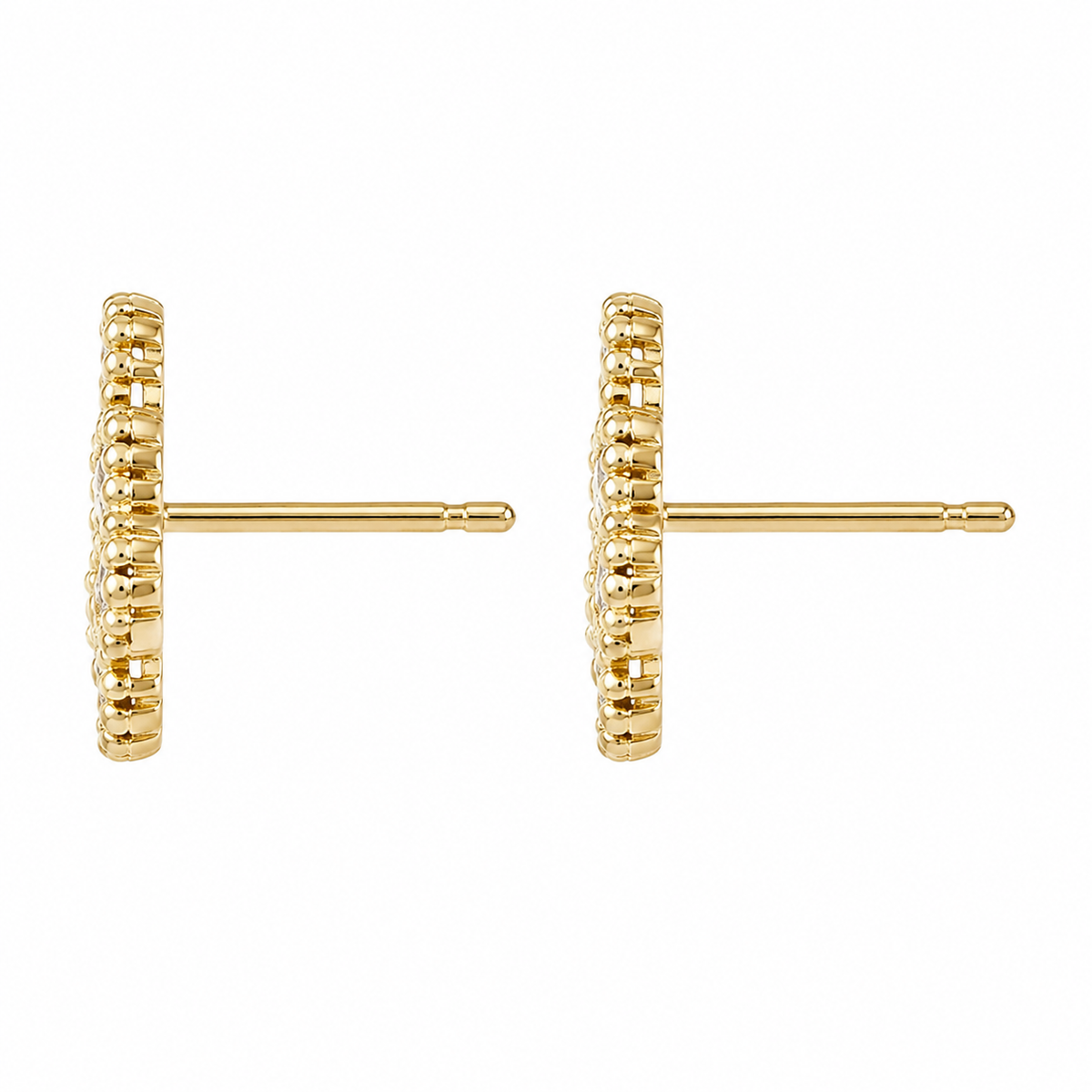 10K Yellow Gold CZ Clover Earrings (M) - side view