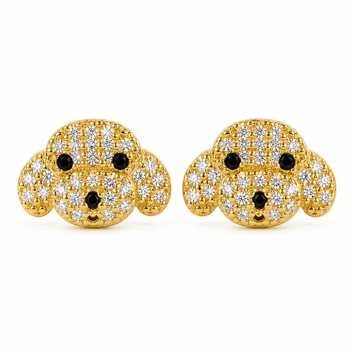 10K Gold CZ Dog Earrings — 10K real gold jewelry from STF Diamonds, Los Angeles