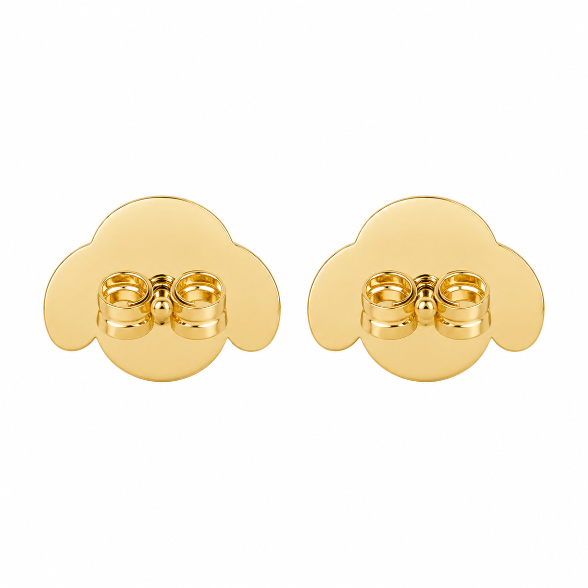 10K Yellow Gold CZ Dog Earrings - back view