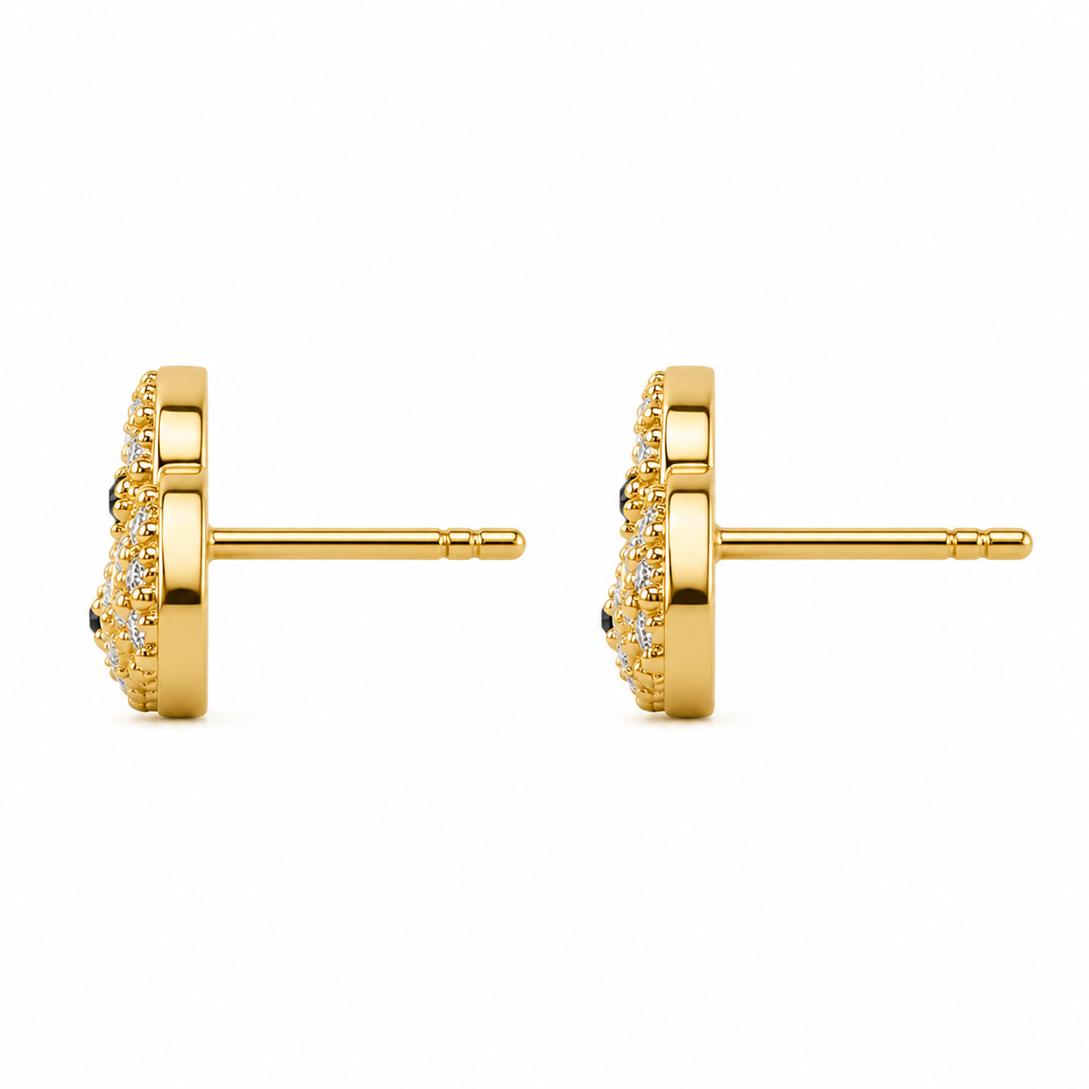 10K Yellow Gold CZ Dog Earrings - side view