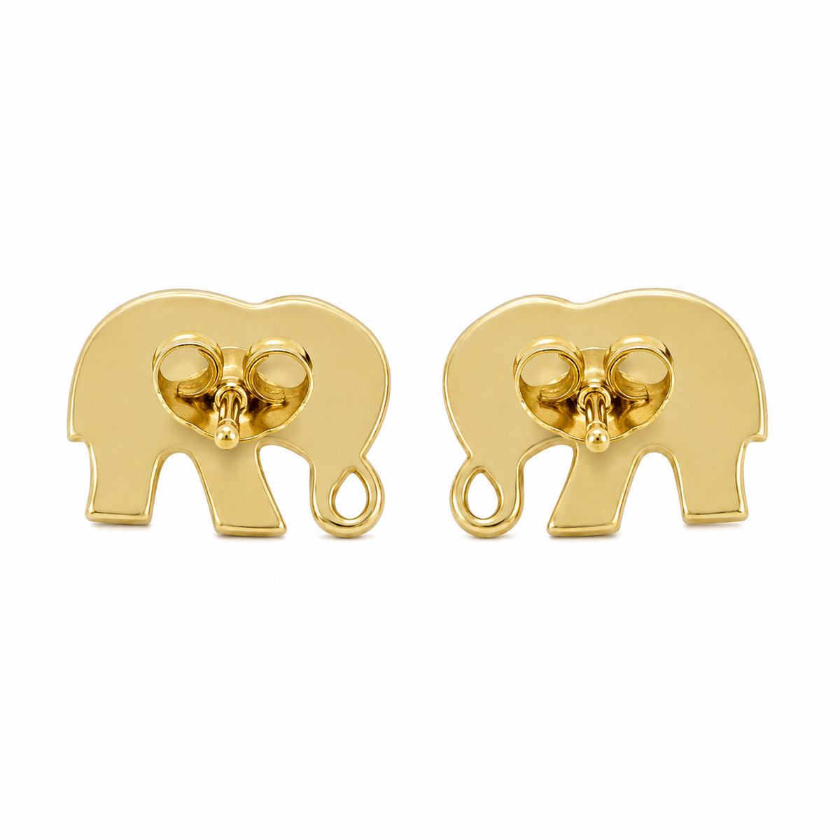 10K Yellow Gold CZ Elephant Earrings - back view