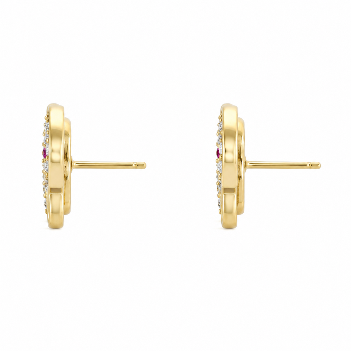 10K Yellow Gold CZ Elephant Earrings - side view