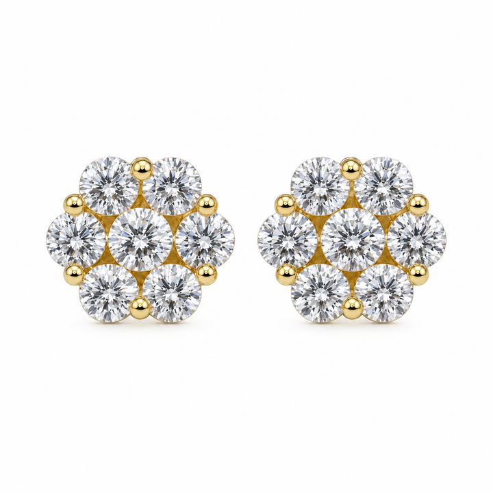 10K Gold CZ Flower Earrings — 10K real gold jewelry from STF Diamonds, Los Angeles