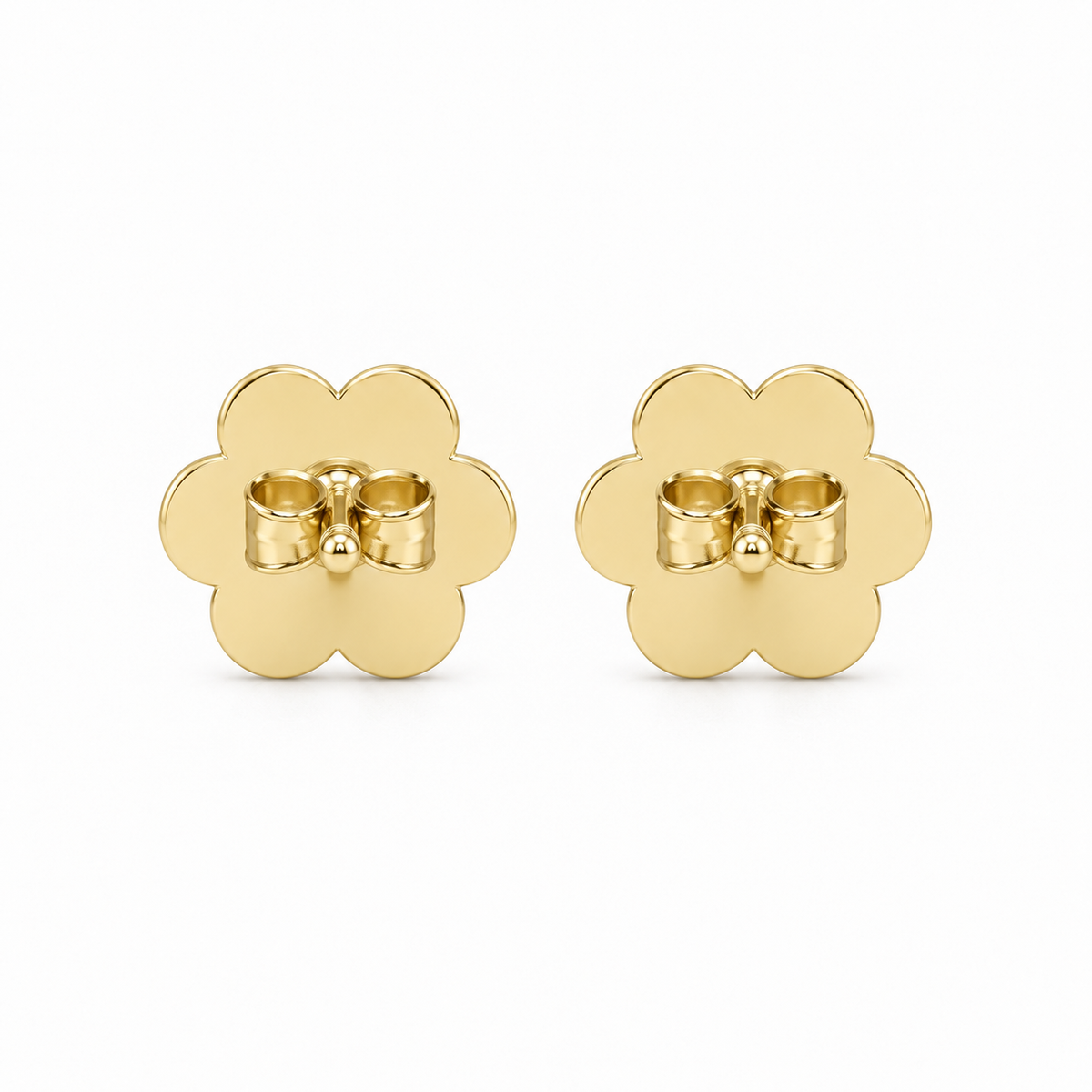 10K Yellow Gold CZ Flower Earrings - back view