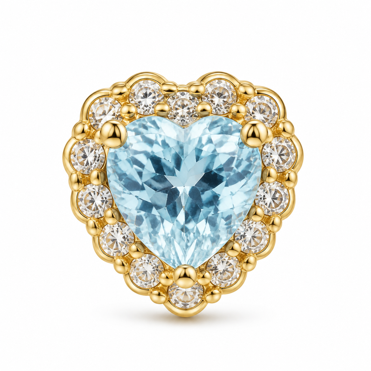 10K Yellow Gold CZ Heart Birthstone Earrings - macro detail