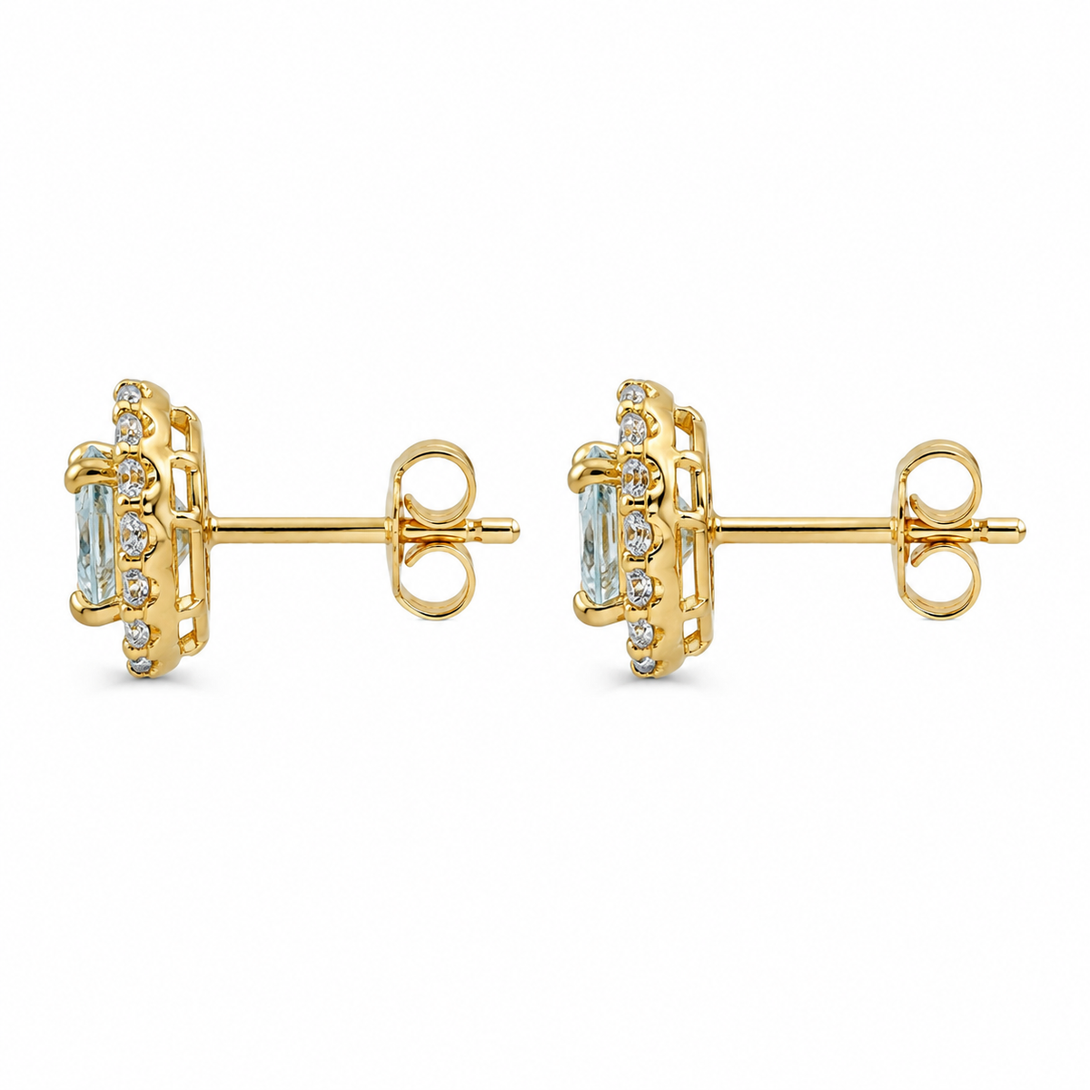 10K Yellow Gold CZ Heart Birthstone Earrings - side view