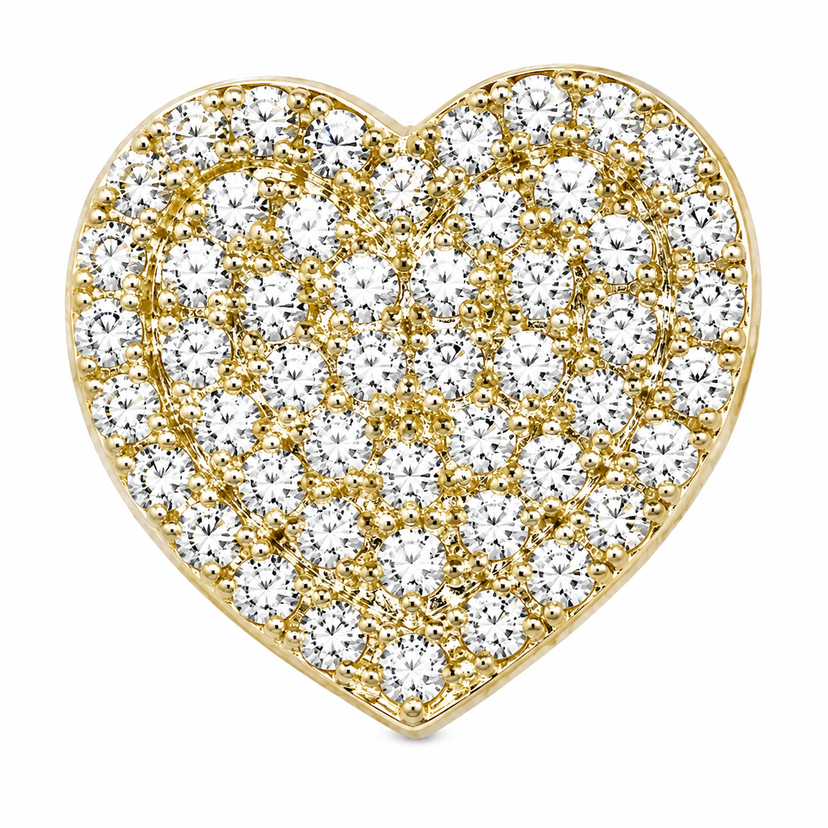 10K Yellow Gold CZ White heart Earrings - macro detail