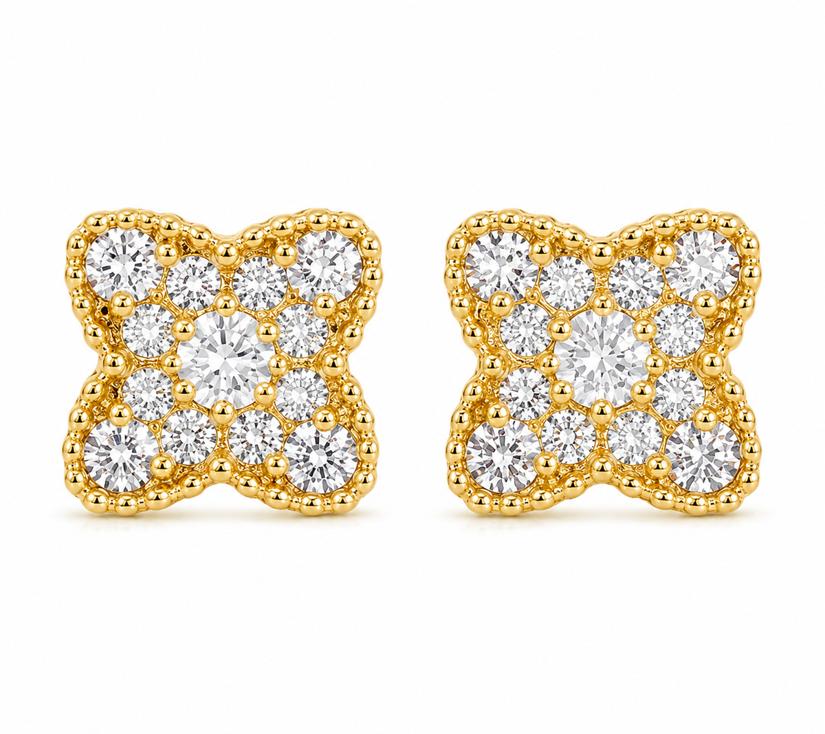 10K Yellow Gold Celeste CZ Earrings White - front view