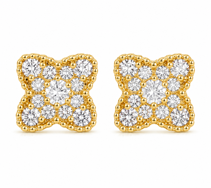 10K Gold Celeste CZ Earrings White — 10K real gold jewelry from STF Diamonds, Los Angeles