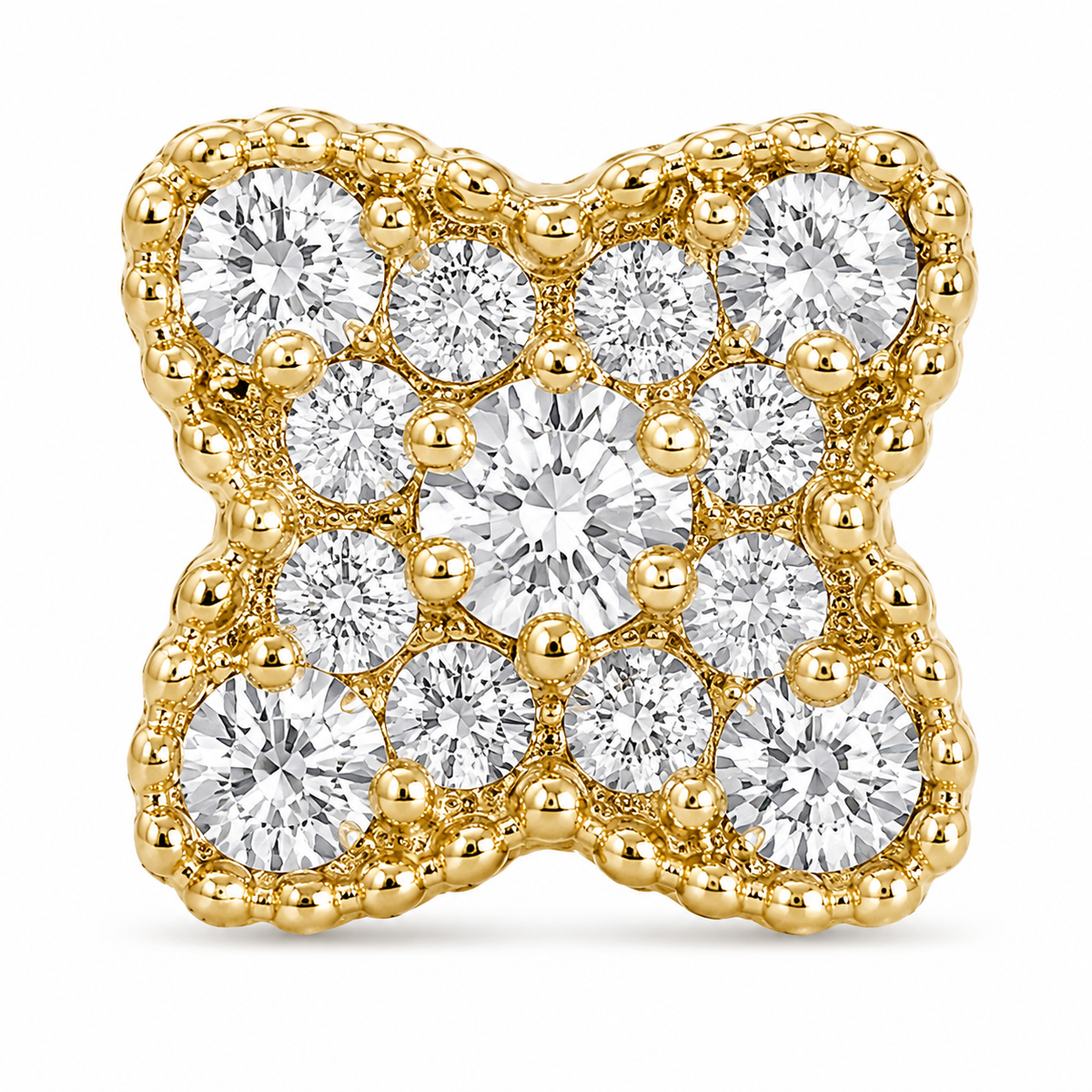 10K Yellow Gold Celeste CZ Earrings White - macro detail