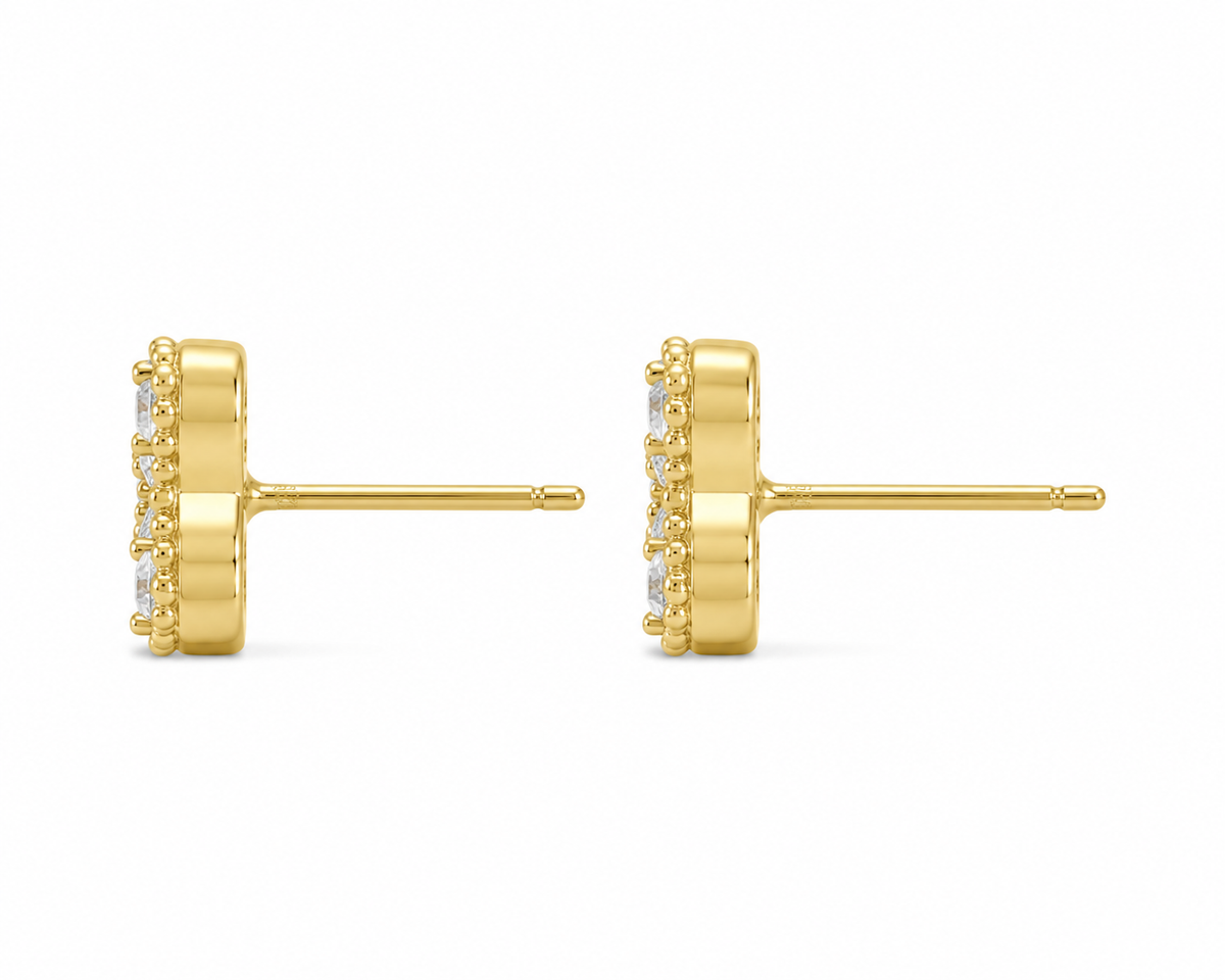 10K Yellow Gold Celeste CZ Earrings White - side view