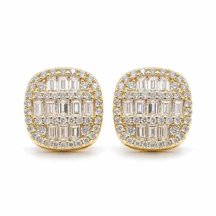 Circulo Diamante — Diamond Rounded Circle Earrings, 10K Yellow Gold