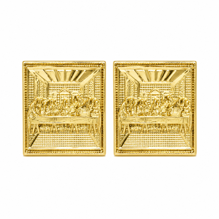 10K Yellow Gold Classic Last Supper Earrings (M) - front view