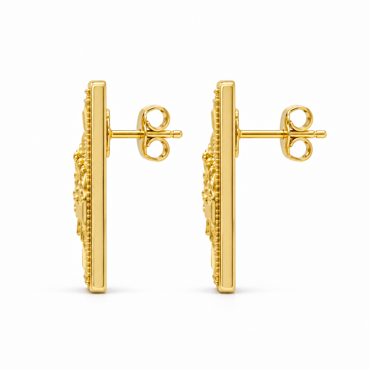 10K Yellow Gold Classic Last Supper Earrings (M) - back view