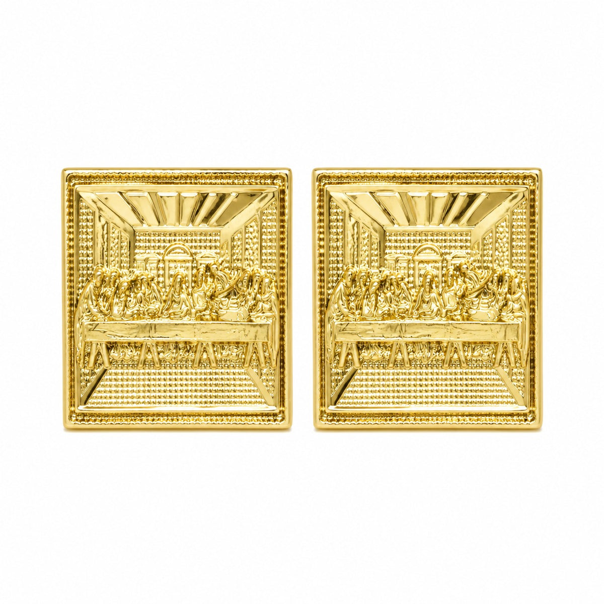 10K Yellow Gold Classic Last Supper Earrings (M) - side view