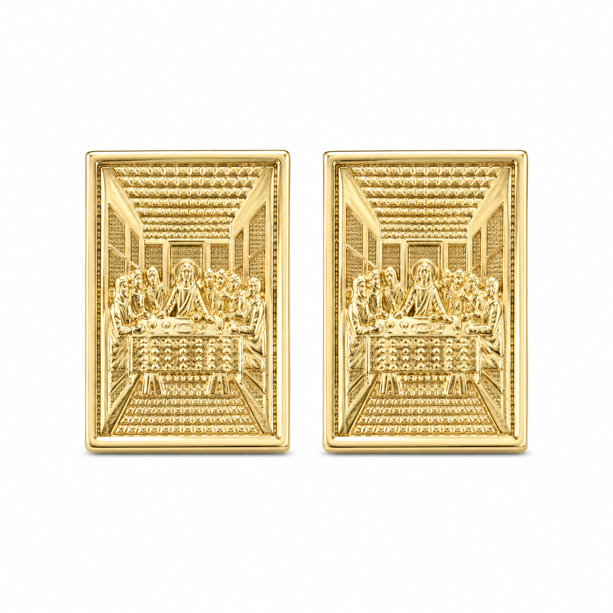 10K Yellow Gold Classic Last Supper Earrings (S) - front view