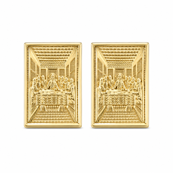 10K Yellow Gold Classic Last Supper Earrings (S) - front view
