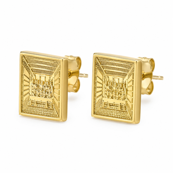 10K Yellow Gold Classic Last Supper Earrings (S) - front view