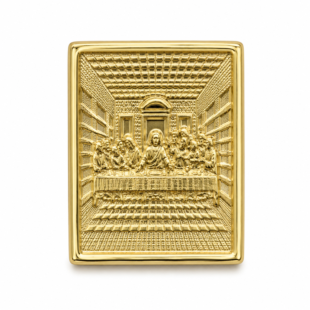 10K Yellow Gold Classic Last Supper Earrings (S) - macro detail